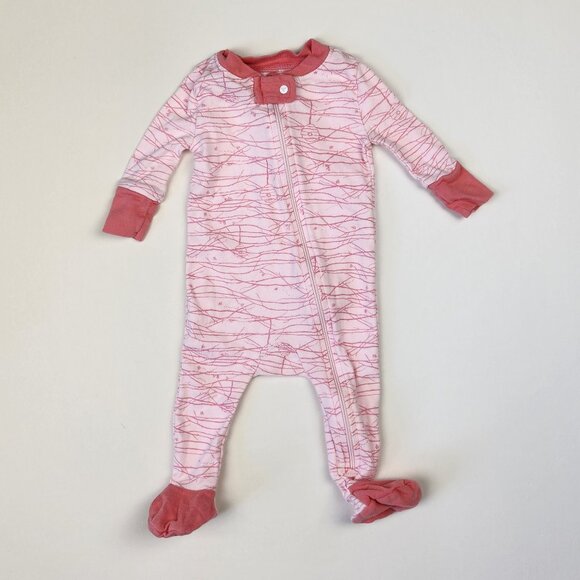 Burt’s Bees Baby Pink Beehive Zip Front Footed Sleeper sz 0-3 months - Picture 1 of 8